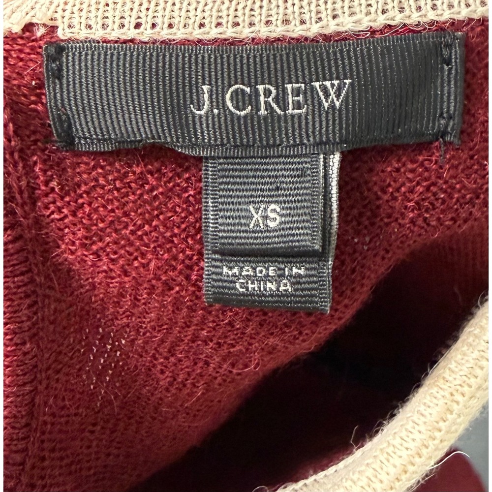 J.Crew Burgundy Alpaca Wool Peter Pan Collar Sweater Style Preppy Chic Womens XS - Picture 4 of 5